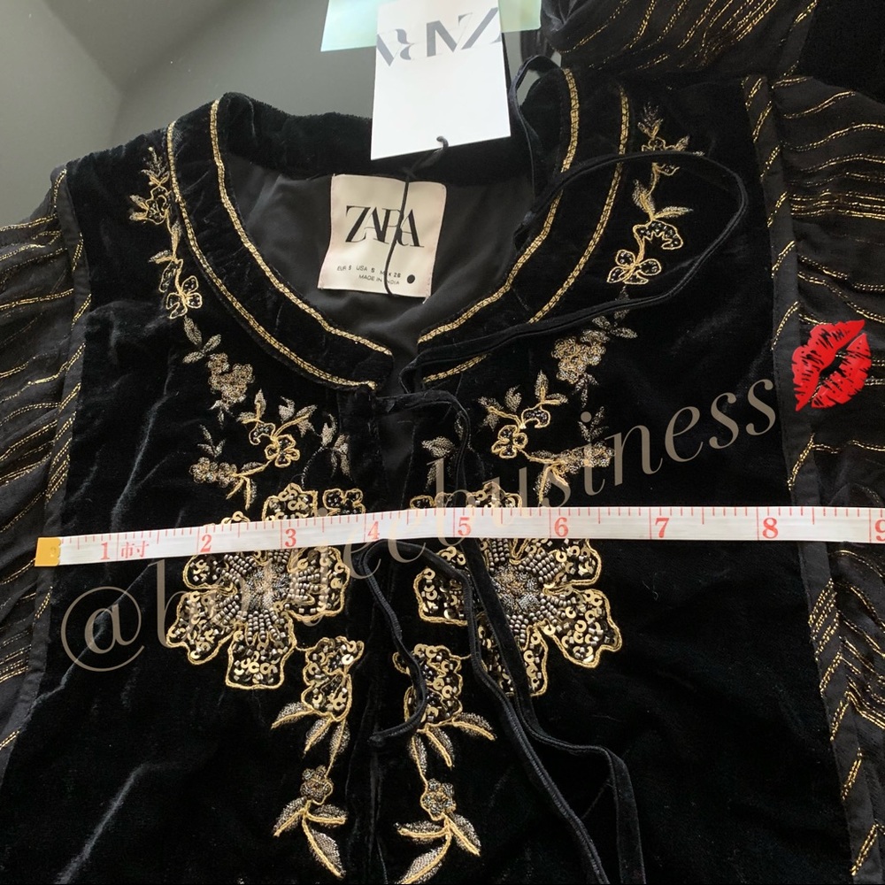 ZARA Embroidered Velvet Jacket - Picture 8 of 8